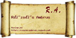Rózsás Ambrus névjegykártya